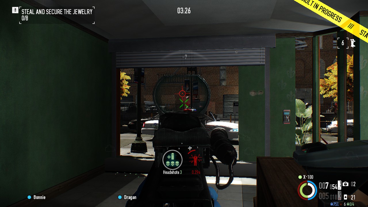 The Ammo Efficiency headshot counter remains briefly visible for visual confirmation upon the final headshot