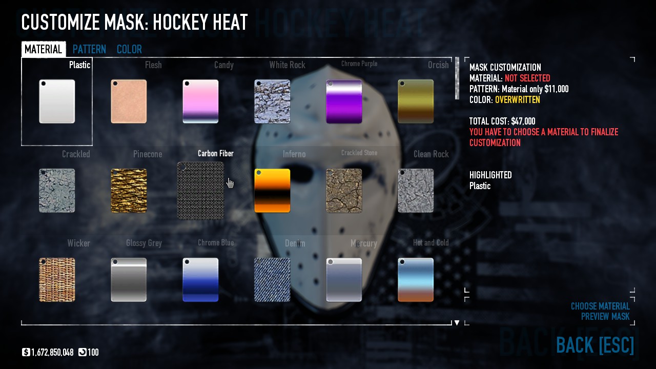Mask material selection
